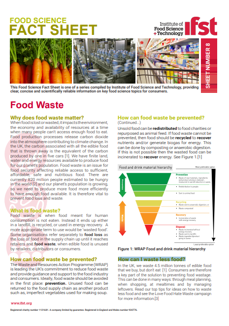 Food Science Fact Sheets | Institute Of Food Science And Technology